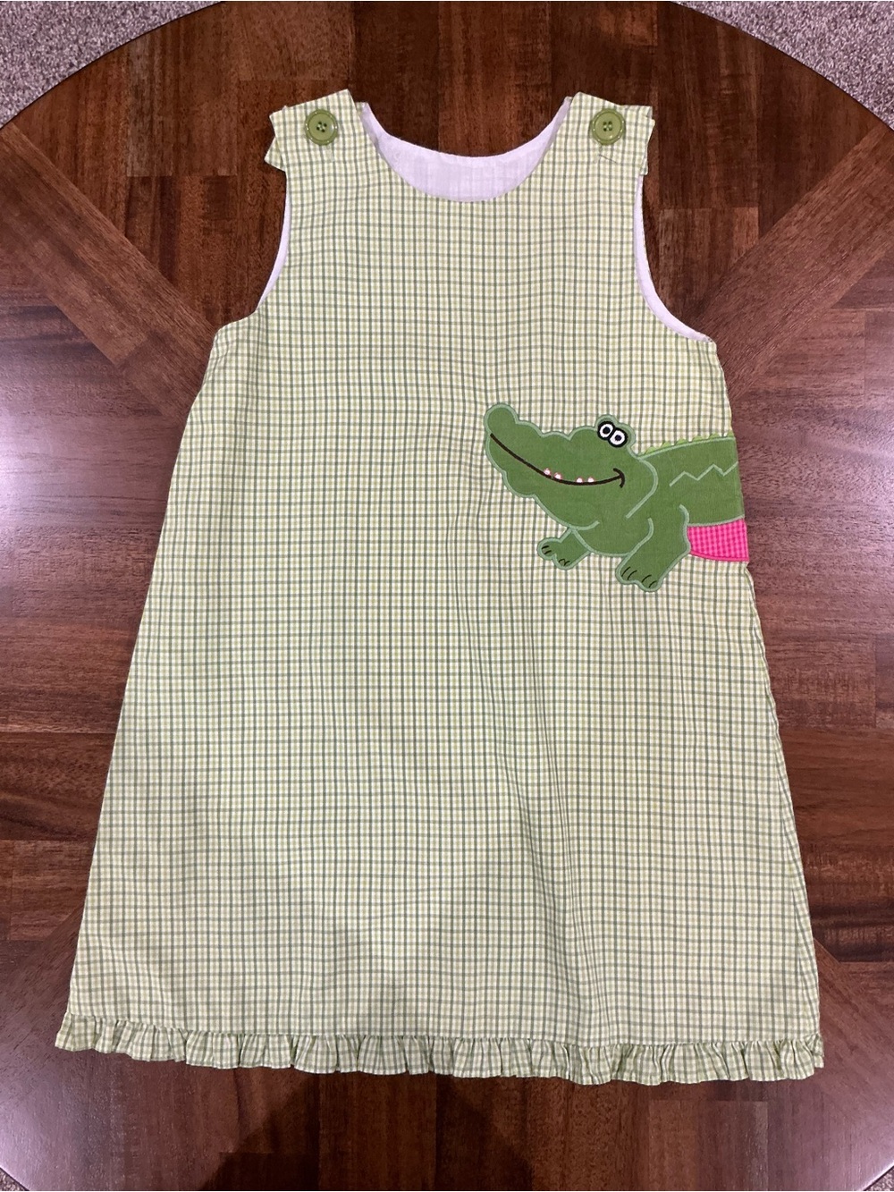 Zuccini Size 6 Green Gingham Alligator Dress